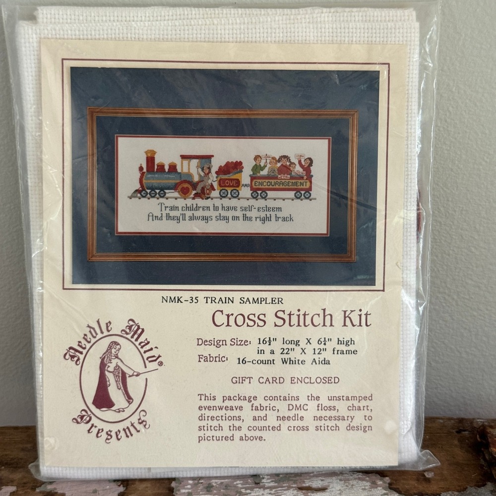 Needle Maid NMK-35 Train Sampler Counted Cross Stitch Kit Vintage DMC Floss DIY